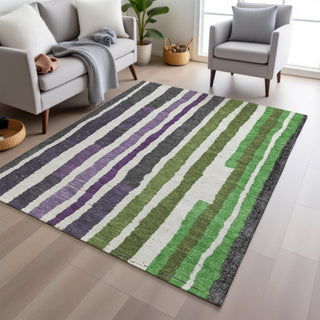 Piper Looms Chantille Stripes ACN1961 Gray Machine Washable Area Rug Lifestyle Image Feature