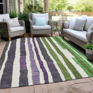 Piper Looms Chantille Stripes ACN1961 Gray Machine Washable Area Rug Outdoor Lifestyle Image Feature