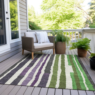 Piper Looms Chantille Stripes ACN1961 Gray Machine Washable Area Rug Outdoor Lifestyle Image Feature