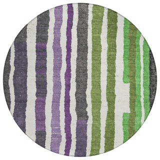 Piper Looms Chantille Stripes ACN1961 Gray Machine Washable Area Rug Round Main Image