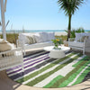 Piper Looms Chantille Stripes ACN1961 Gray Machine Washable Area Rug Round Outdoor Lifestyle Image Feature