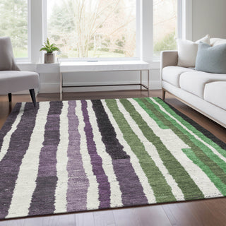 Piper Looms Chantille Stripes ACN1961 Purple Machine Washable Area Rug Lifestyle Image Feature