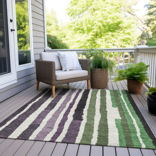 Piper Looms Chantille Stripes ACN1961 Purple Machine Washable Area Rug Outdoor Lifestyle Image Feature