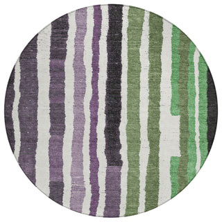 Piper Looms Chantille Stripes ACN1961 Purple Machine Washable Area Rug Round Main Image