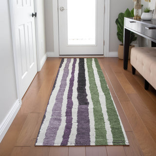 Piper Looms Chantille Stripes ACN1961 Purple Machine Washable Area Rug Runner Lifestyle Image Feature
