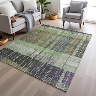 Piper Looms Chantille Stripes ACN1962 Aloe Machine Washable Area Rug Lifestyle Image Feature