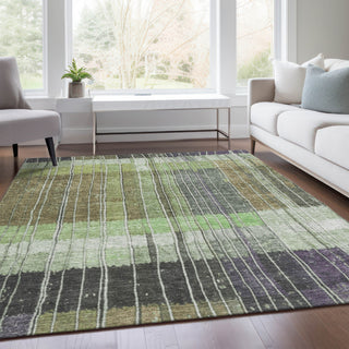 Piper Looms Chantille Stripes ACN1962 Aloe Machine Washable Area Rug Lifestyle Image Feature