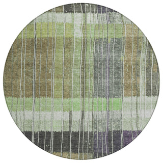 Piper Looms Chantille Stripes ACN1962 Aloe Machine Washable Area Rug Round Main Image