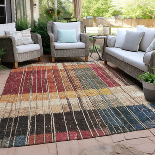 Piper Looms Chantille Stripes ACN1962 Beige Machine Washable Area Rug Outdoor Lifestyle Image Feature