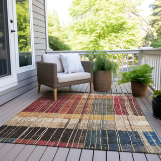 Piper Looms Chantille Stripes ACN1962 Beige Machine Washable Area Rug Outdoor Lifestyle Image Feature