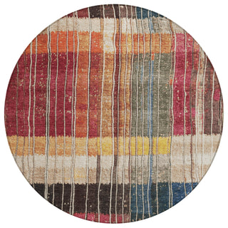 Piper Looms Chantille Stripes ACN1962 Beige Machine Washable Area Rug Round Main Image