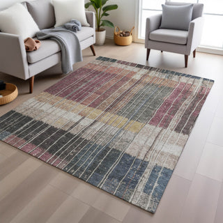 Piper Looms Chantille Stripes ACN1962 Mauve Machine Washable Area Rug Lifestyle Image Feature