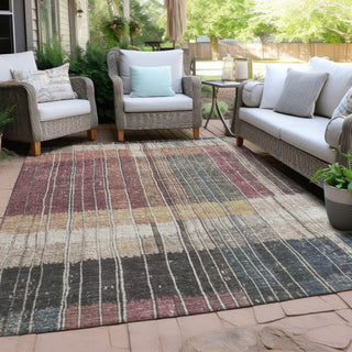 Piper Looms Chantille Stripes ACN1962 Mauve Machine Washable Area Rug Outdoor Lifestyle Image Feature