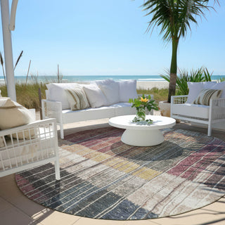 Piper Looms Chantille Stripes ACN1962 Mauve Machine Washable Area Rug Round Outdoor Lifestyle Image Feature