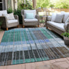 Piper Looms Chantille Stripes ACN1962 Teal Machine Washable Area Rug Outdoor Lifestyle Image Feature