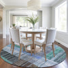 Piper Looms Chantille Stripes ACN1962 Teal Machine Washable Area Rug Round Lifestyle Image Feature