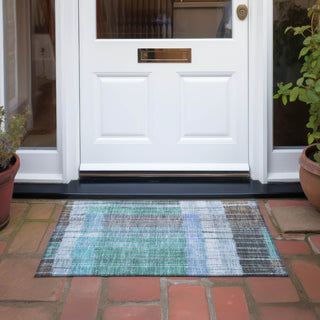 Piper Looms Chantille Stripes ACN1962 Teal Machine Washable Area Rug Scatter Outdoor Lifestyle Image Feature
