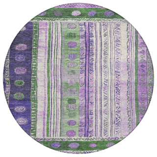 Piper Looms Chantille Stripes ACN1963 Green Machine Washable Area Rug Round Main Image