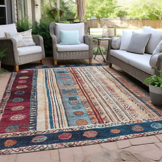 Piper Looms Chantille Stripes ACN1963 Navy Machine Washable Area Rug Outdoor Lifestyle Image Feature