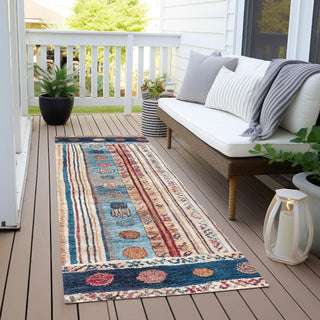 Piper Looms Chantille Stripes ACN1963 Navy Machine Washable Area Rug Runner Outdoor Lifestyle Image Feature