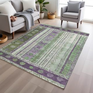 Piper Looms Chantille Stripes ACN1963 Purple Machine Washable Area Rug Lifestyle Image Feature