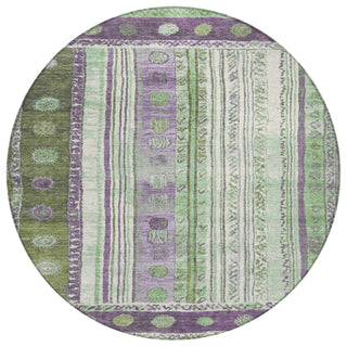 Piper Looms Chantille Stripes ACN1963 Purple Machine Washable Area Rug Round Main Image