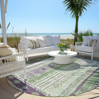 Piper Looms Chantille Stripes ACN1963 Purple Machine Washable Area Rug Round Outdoor Lifestyle Image Feature