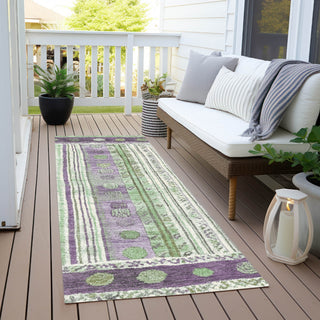 Piper Looms Chantille Stripes ACN1963 Purple Machine Washable Area Rug Runner Outdoor Lifestyle Image Feature