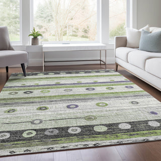 Piper Looms Chantille Stripes ACN1964 Aloe Machine Washable Area Rug Lifestyle Image Feature