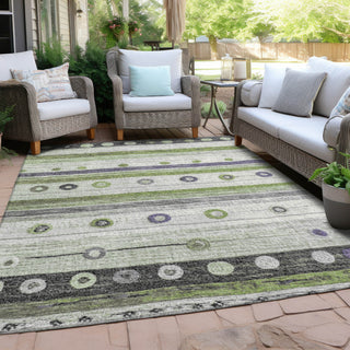 Piper Looms Chantille Stripes ACN1964 Aloe Machine Washable Area Rug Outdoor Lifestyle Image Feature