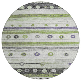 Piper Looms Chantille Stripes ACN1964 Aloe Machine Washable Area Rug Round Main Image