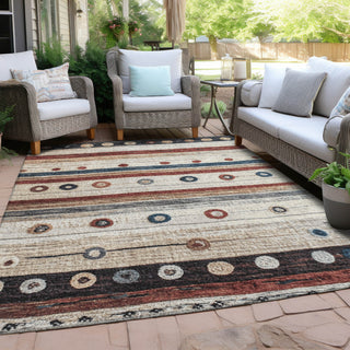 Piper Looms Chantille Stripes ACN1964 Beige Machine Washable Area Rug Outdoor Lifestyle Image Feature
