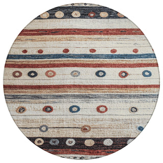 Piper Looms Chantille Stripes ACN1964 Beige Machine Washable Area Rug Round Main Image