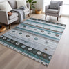 Piper Looms Chantille Stripes ACN1964 Teal Machine Washable Area Rug Lifestyle Image Feature