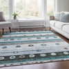 Piper Looms Chantille Stripes ACN1964 Teal Machine Washable Area Rug Lifestyle Image Feature