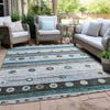 Piper Looms Chantille Stripes ACN1964 Teal Machine Washable Area Rug Outdoor Lifestyle Image Feature