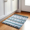 Piper Looms Chantille Stripes ACN1964 Teal Machine Washable Area Rug Scatter Lifestyle Image Feature