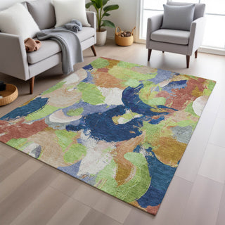 Piper Looms Chantille Abstract ACN1965 Aloe Machine Washable Area Rug Lifestyle Image Feature