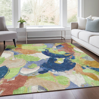 Piper Looms Chantille Abstract ACN1965 Aloe Machine Washable Area Rug Lifestyle Image Feature