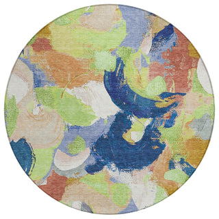 Piper Looms Chantille Abstract ACN1965 Aloe Machine Washable Area Rug Round Main Image