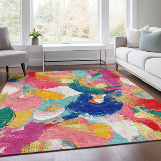 Piper Looms Chantille Abstract ACN1965 Blush Machine Washable Area Rug Lifestyle Image Feature