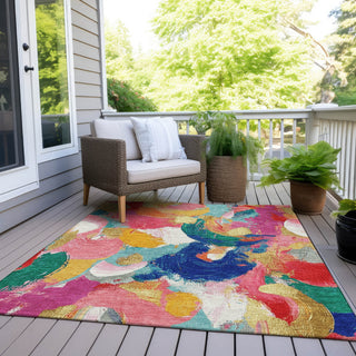 Piper Looms Chantille Abstract ACN1965 Blush Machine Washable Area Rug Outdoor Lifestyle Image Feature