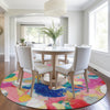 Piper Looms Chantille Abstract ACN1965 Blush Machine Washable Area Rug Round Lifestyle Image Feature