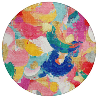 Piper Looms Chantille Abstract ACN1965 Blush Machine Washable Area Rug Round Main Image