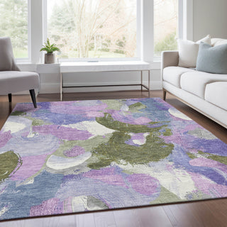 Piper Looms Chantille Abstract ACN1965 Lavender Machine Washable Area Rug Lifestyle Image Feature