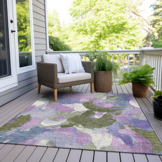 Piper Looms Chantille Abstract ACN1965 Lavender Machine Washable Area Rug Outdoor Lifestyle Image Feature