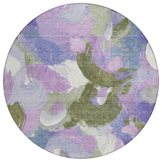 Piper Looms Chantille Abstract ACN1965 Lavender Machine Washable Area Rug Round Main Image