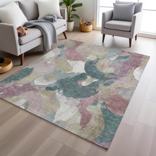 Piper Looms Chantille Abstract ACN1965 Mauve Machine Washable Area Rug Lifestyle Image Feature
