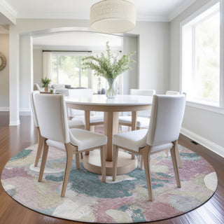 Piper Looms Chantille Abstract ACN1965 Mauve Machine Washable Area Rug Round Lifestyle Image Feature
