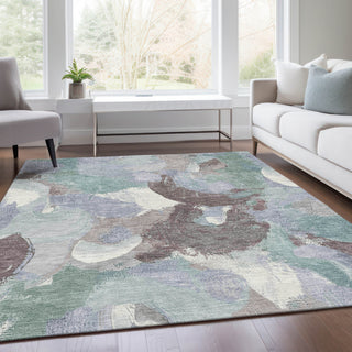 Piper Looms Chantille Abstract ACN1965 Seafoam Machine Washable Area Rug Lifestyle Image Feature